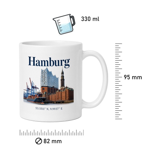 Tasse »Hamburg – Skyline & Koordinaten«