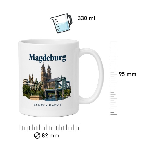 Tasse »Magdeburg – Wahrzeichen & Koordinaten«
