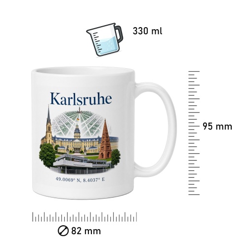 Tasse »Karlsruhe Skyline mit Sehenswürdigkeiten«