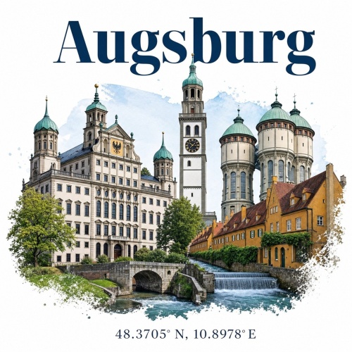 Tasse »Augsburg Skyline & Koordinaten«