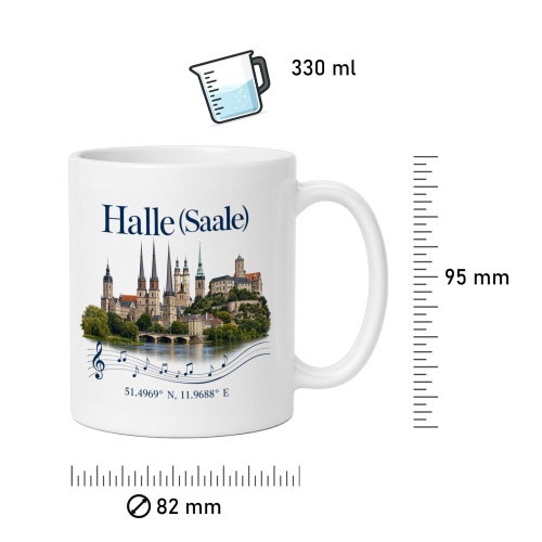 Tasse »Halle (Saale) Skyline & Noten«