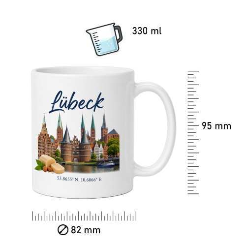 Tasse »Lübeck Skyline & Marzipan«