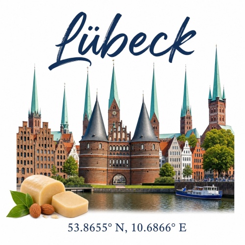 Tasse »Lübeck Skyline & Marzipan«