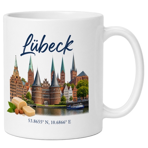 Tasse »Lübeck Skyline & Marzipan«