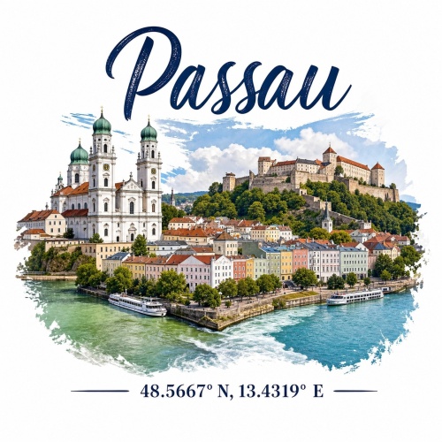 Tasse »Passau Stadtmotiv mit Koordinaten«
