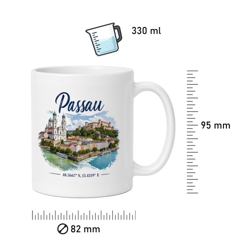 Tasse »Passau Stadtmotiv mit Koordinaten«