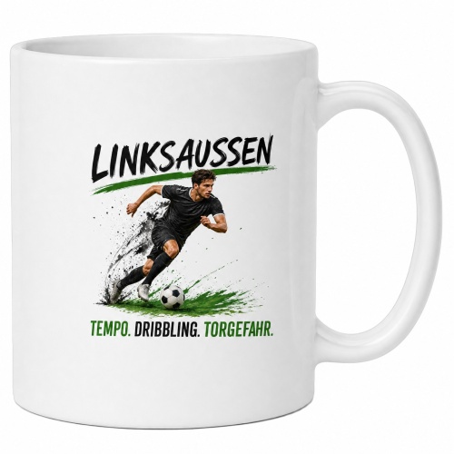 Tasse »Linksaussen – Tempo. Dribbling....