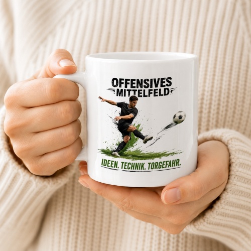 Tasse »Offensives Mittelfeld – Ideen. Technik. Torgefahr.«