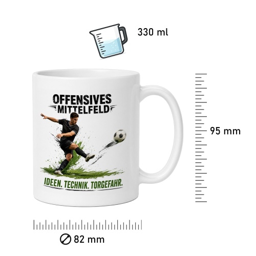 Tasse »Offensives Mittelfeld – Ideen. Technik. Torgefahr.«