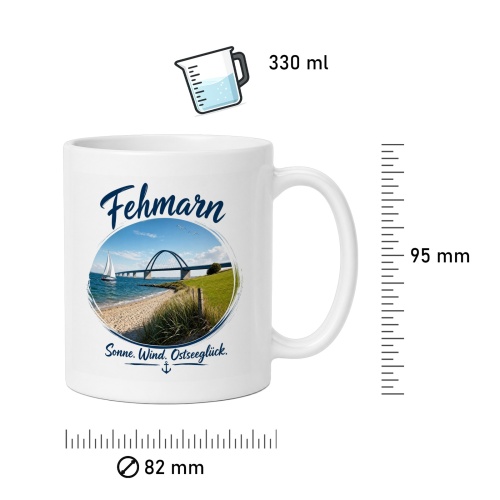 Tasse »Fehmarn – Sonne. Wind. Ostseeglück.«
