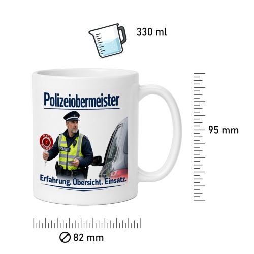 Tasse »Polizeihauptmeister – Erfahrung. Übersicht. Einsatz.«