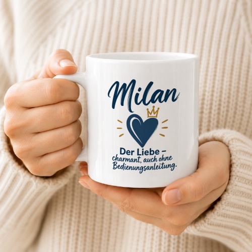Tasse »Milan – Der Liebe, charmant ohne Anleitung«