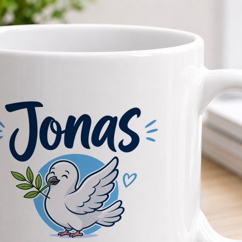 Tasse »Jonas – Die Taube, friedlich außer beim Frühstück«