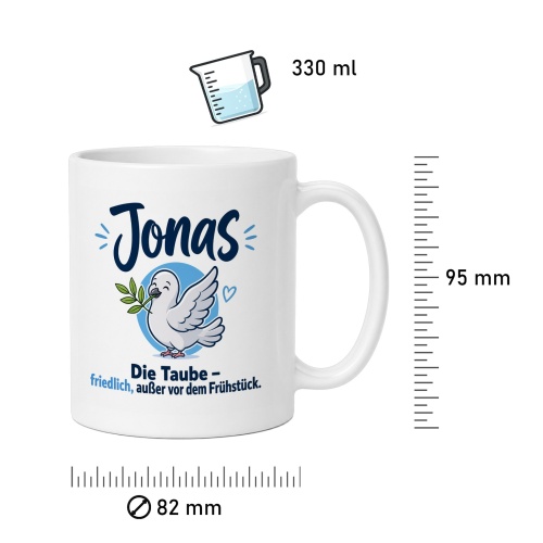 Tasse »Jonas – Die Taube, friedlich außer beim Frühstück«
