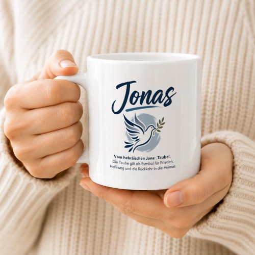 Tasse »Jonas – Taube & Friedenssymbol«