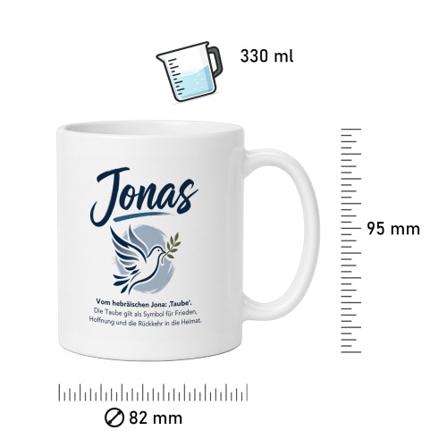 Tasse »Jonas – Taube & Friedenssymbol«