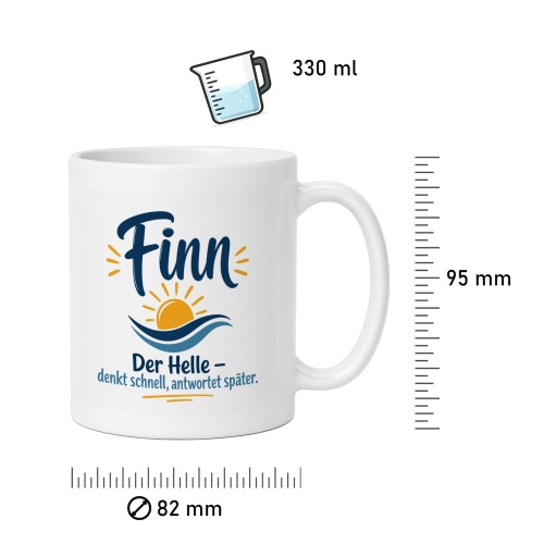 Tasse »Finn – Der Helle – denkt schnell, antwortet später«