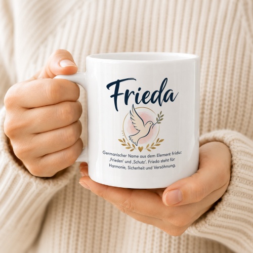 Tasse »Frieda« – Friedenstaube & Namensbedeutung