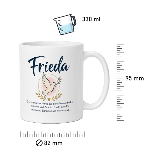 Tasse »Frieda« – Friedenstaube & Namensbedeutung