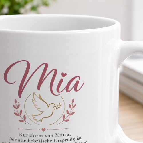 Tasse »Mia – Name mit Bedeutung & Taube«