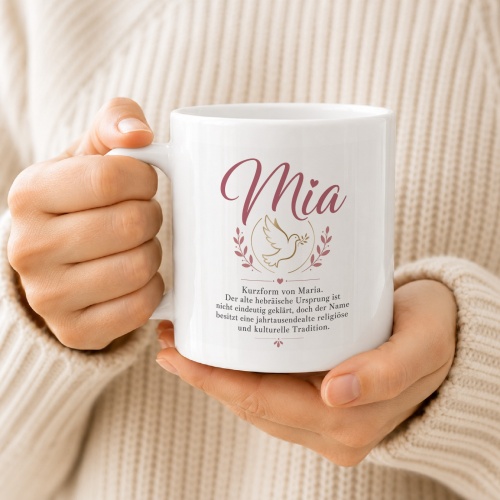 Tasse »Mia – Name mit Bedeutung & Taube«