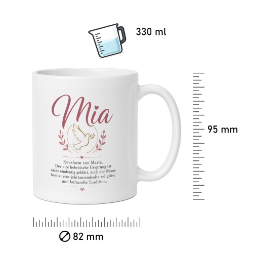 Tasse »Mia – Name mit Bedeutung & Taube«