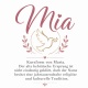 Tasse »Mia – Name mit Bedeutung & Taube«