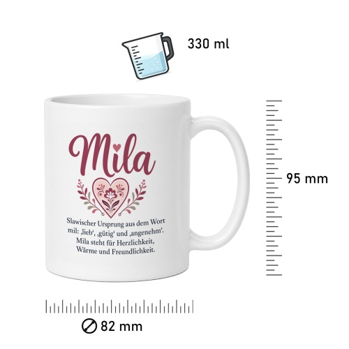 Tasse »Mila – Herzlichkeit & Freundlichkeit«