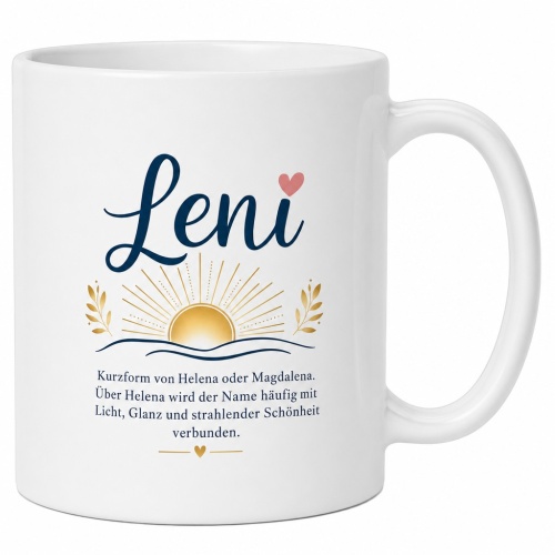 Tasse »Leni Namensbedeutung & Sonnen-Motiv«
