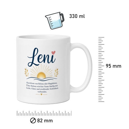 Tasse »Leni Namensbedeutung & Sonnen-Motiv«