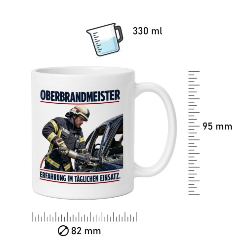 Tasse »Oberbrandmeister – Erfahrung im täglichen Einsatz«