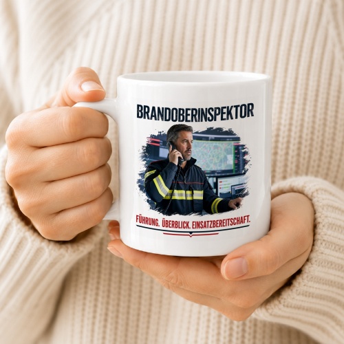 Tasse »Brandoberinspektor – Führung. Überblick. Einsatzbereitschaft.«