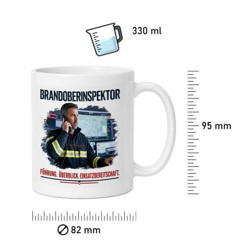 Tasse »Brandoberinspektor – Führung. Überblick. Einsatzbereitschaft.«