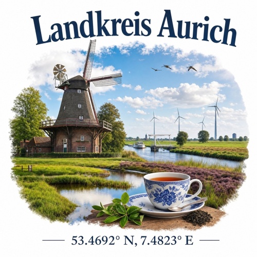Tasse »Landkreis Aurich – Windmühle & Landschaft«
