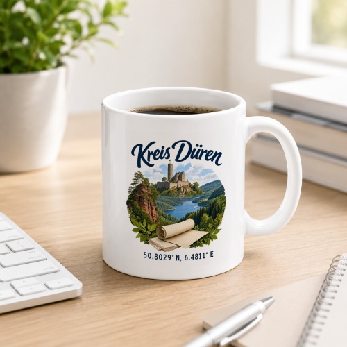 Tasse »Kreis Düren – Burg und See«