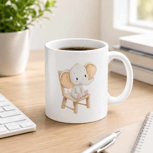 Tasse »Niedlicher Elefant auf Stuhl«
