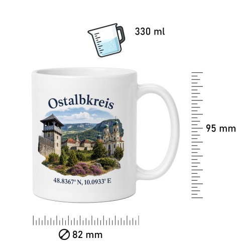 Tasse »Ostalbkreis – Wahrzeichen & Koordinaten«