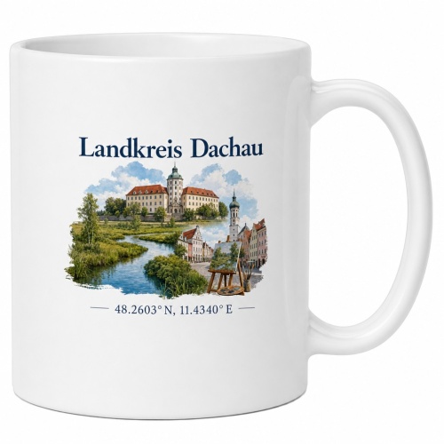 Tasse »Landkreis Dachau – Aquarellmotiv«