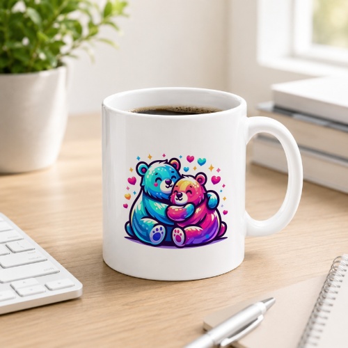 Tasse »Bunte Kuschelbären & Herzen«