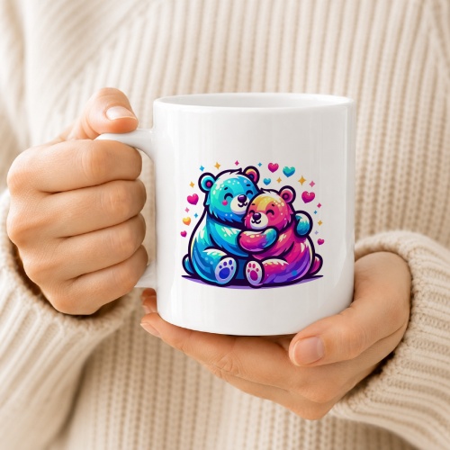 Tasse »Bunte Kuschelbären & Herzen«