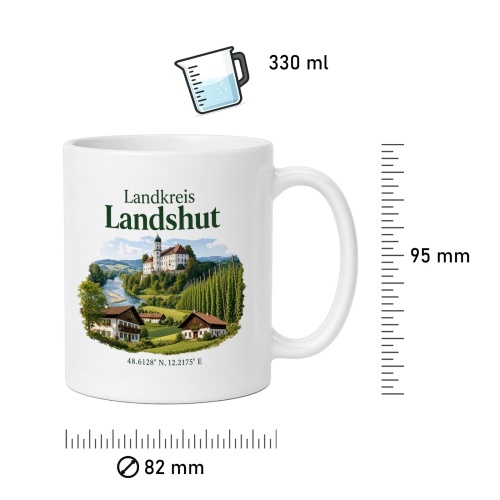 Tasse »Landkreis Landshut – Motiv mit Schloss und Dörfern«