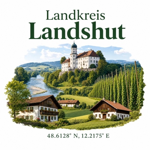 Tasse »Landkreis Landshut – Motiv mit Schloss und Dörfern«