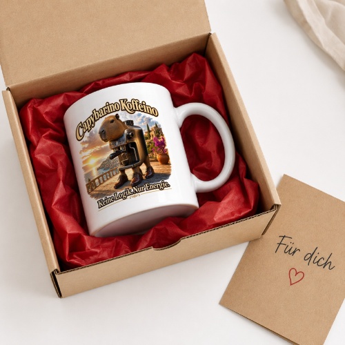 Tasse »Capybarino Koffeino – Keine Logik. Nur Energie.«