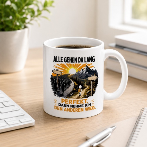 Tasse »Alle gehen da lang. Perfekt. Dann nehme ich...