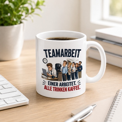 Tasse »Teamarbeit. Einer arbeitet. Alle trinken...