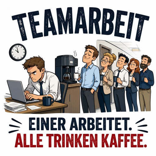 Tasse »Teamarbeit. Einer arbeitet. Alle trinken Kaffee.«