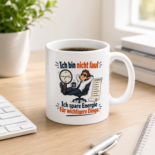 Tasse »Ich bin nicht faul – Ich spare...