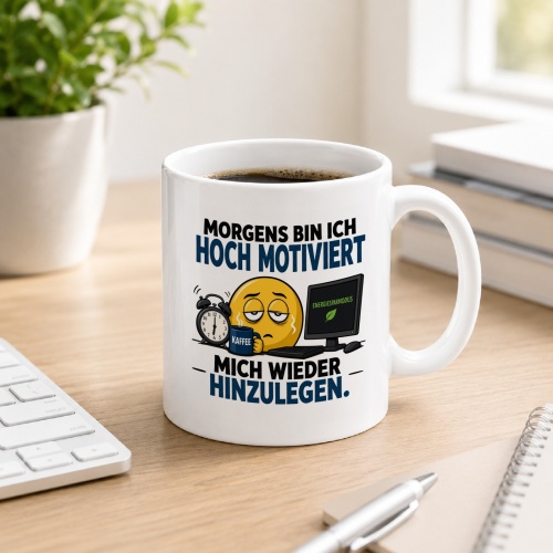Tasse »Morgens bin ich hoch motiviert mich wieder...