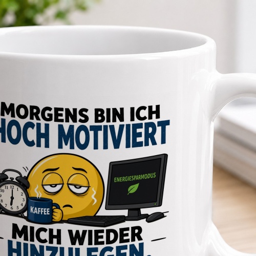 Tasse »Morgens bin ich hoch motiviert mich wieder hinzulegen«