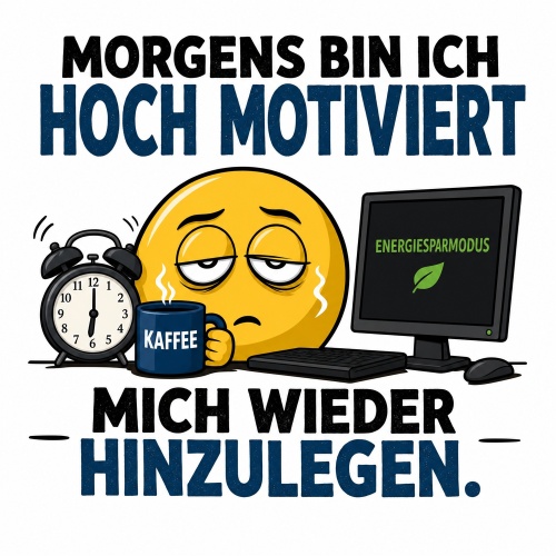 Tasse »Morgens bin ich hoch motiviert mich wieder hinzulegen«